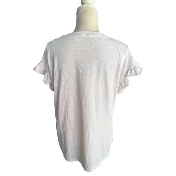 Anthropologie Pilcro Women’s Ruffle Short Sleeve V-Neck Top Sz XS Cream Oversize - Picture 3 of 15
